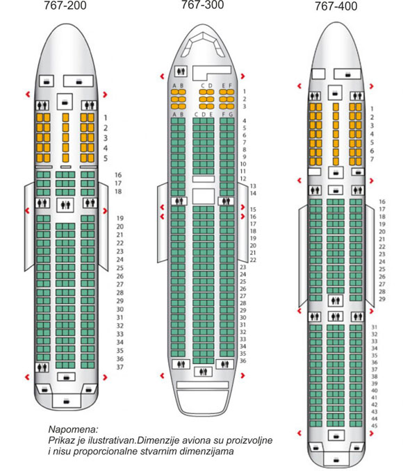 Боинг 767 схема посадочных мест