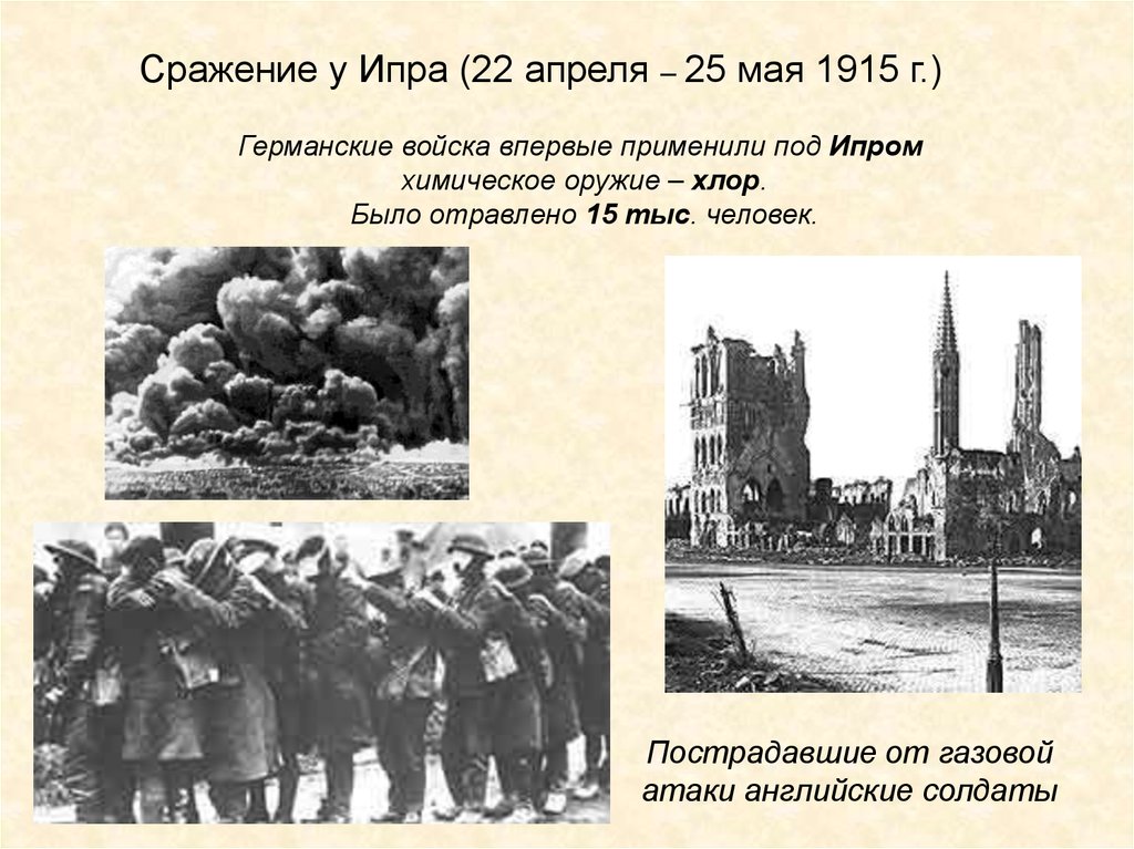 Где впервые были. Сражение под Ипром 1915. Сражение у ИПРА (22 апреля – 25 мая 1915 г.). Сражение у ИПРА (22 апреля – 25 мая 1915 г. ) вторая битва при Ипре ИПР.