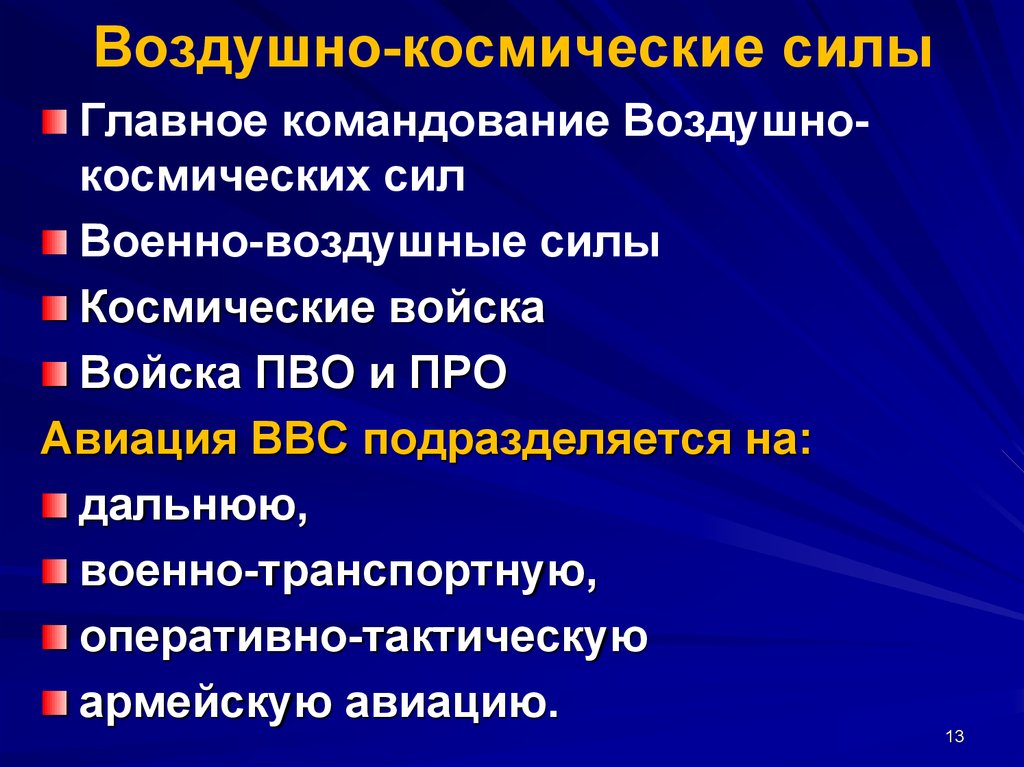 Структура воздушно космических сил