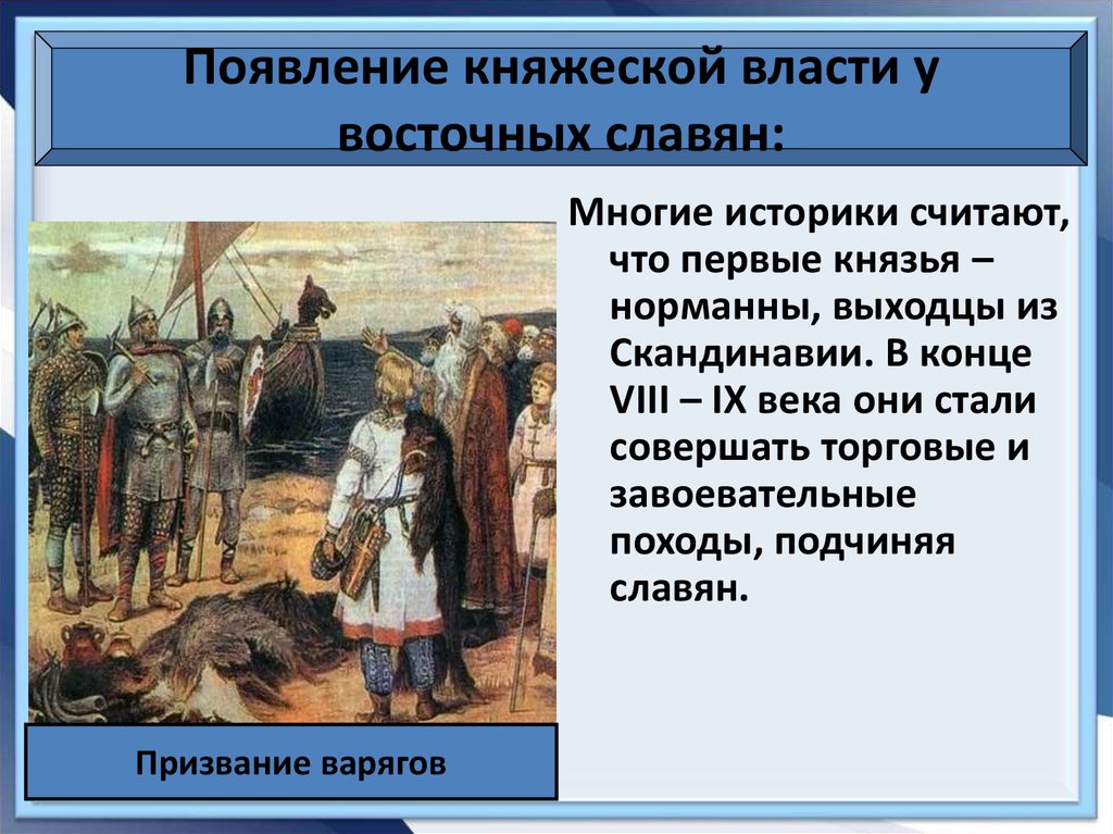 Восточные славяне история кратко. Появление княжеской власти. Возникновение княжеской власти славяне.