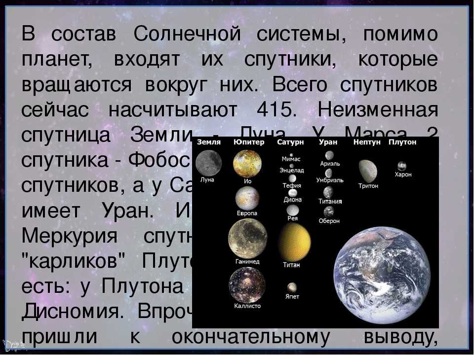 Какие группы объектов входят в солнечную. Планеты и спутники солнечной системы. Спутники планет солнечной системы. Название спутников всех планет. Солнечная система с названиями планет и спутников.