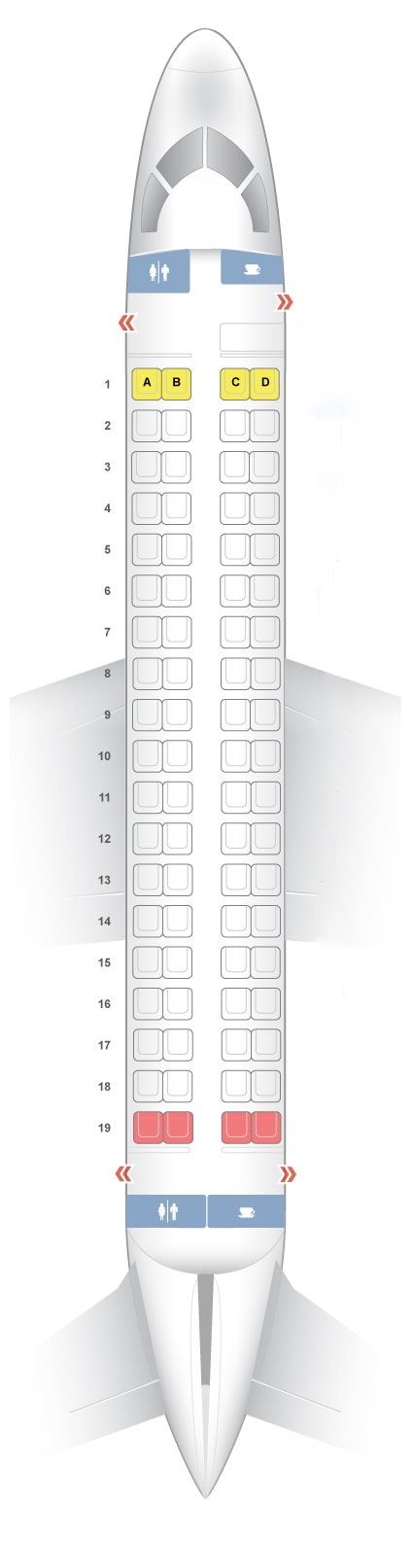 Embraer 170 s7 схема салона с нумерацией