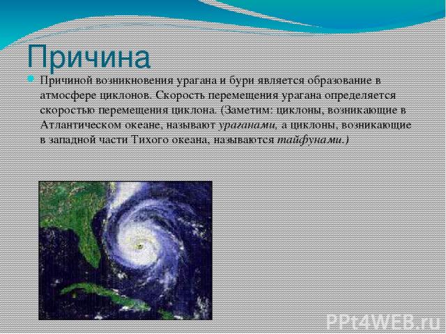 Основные признаки возникновения ураганов