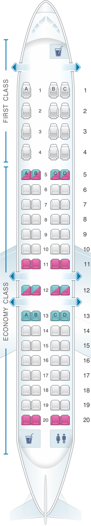 Расположение мест в самолете эмбраер 170 схема