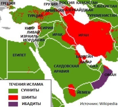 Шииты и сунниты карта расселения в мире