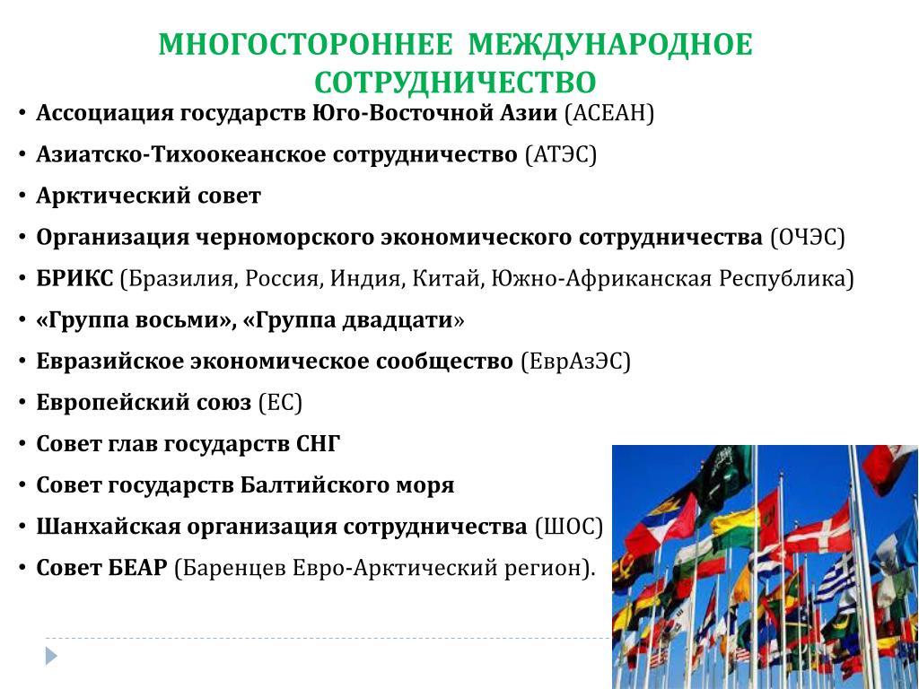 Участие в международных военных и экономических организациях