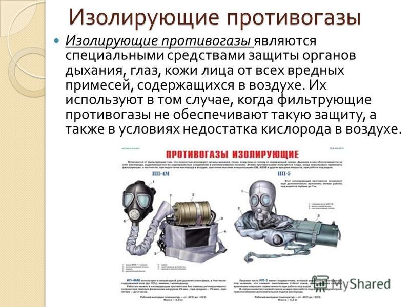 Действия противогаза