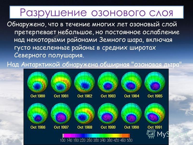 Разрушение озонового слоя проект