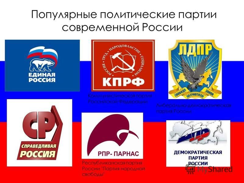 Официально зарегистрированные партии россии