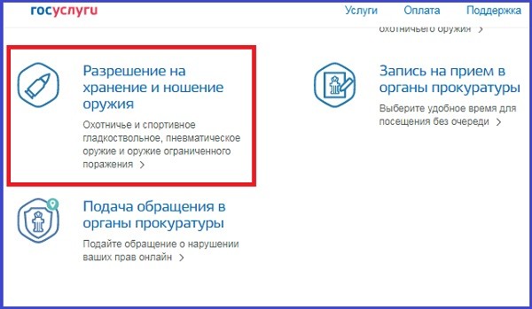 Заявление на оружие через госуслуги