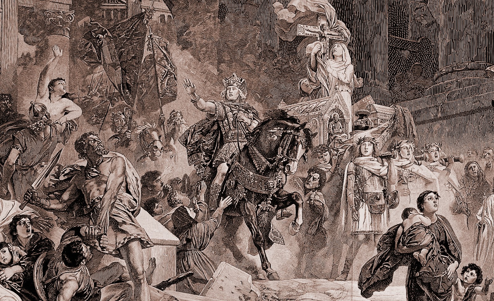Захват рима год. Нашествие Гензериха на Рим Брюллов. Разграбление Рима в 410 году Аларихом. Аларих Король вестготов. Разграбление Рима 1527.