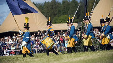Солдаты шведской армии времен Северной войны, историческая реконструкция Солдаты шведской армии времен Северной войны, историческая реконструкция