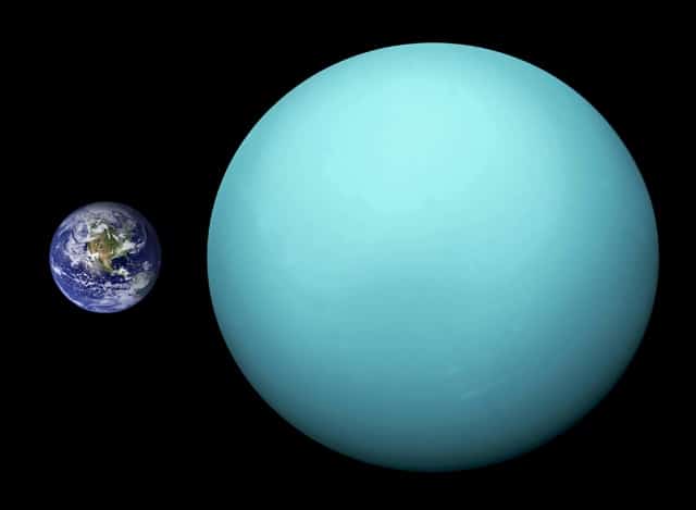 Сопоставление размеров Земли и Урана