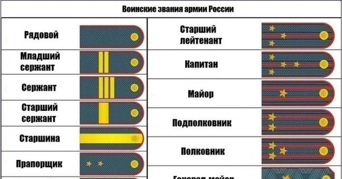 Звание и погоны российской армии в картинках с названиями