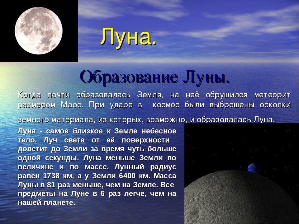 Луна 5 класс география. Сведения о Луне. Рассказ о Луне. Доклад про луну. Образование Луны.
