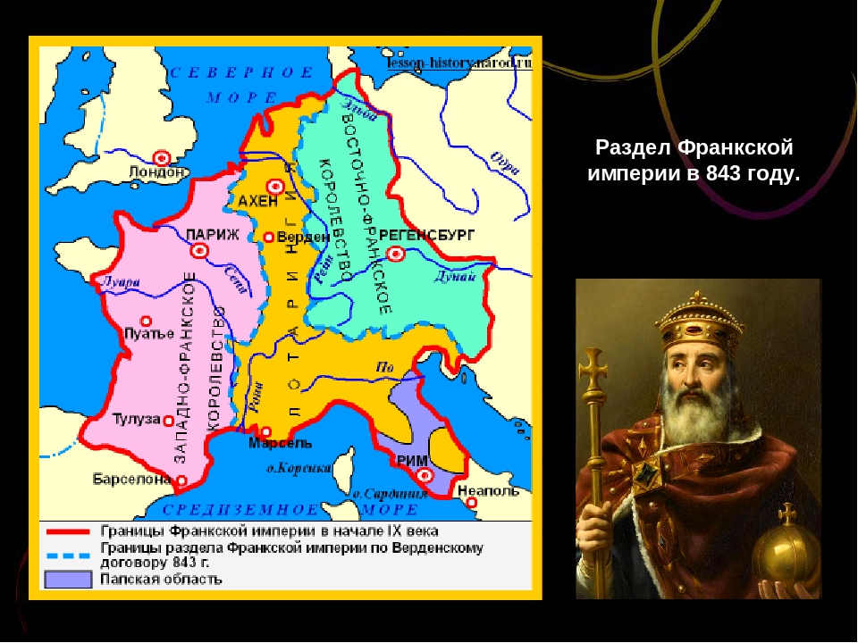 Создание франкской империи. 843 Распад Франкской империи. Раздел Франкской империи 843. 843 Год распад Франкской империи.