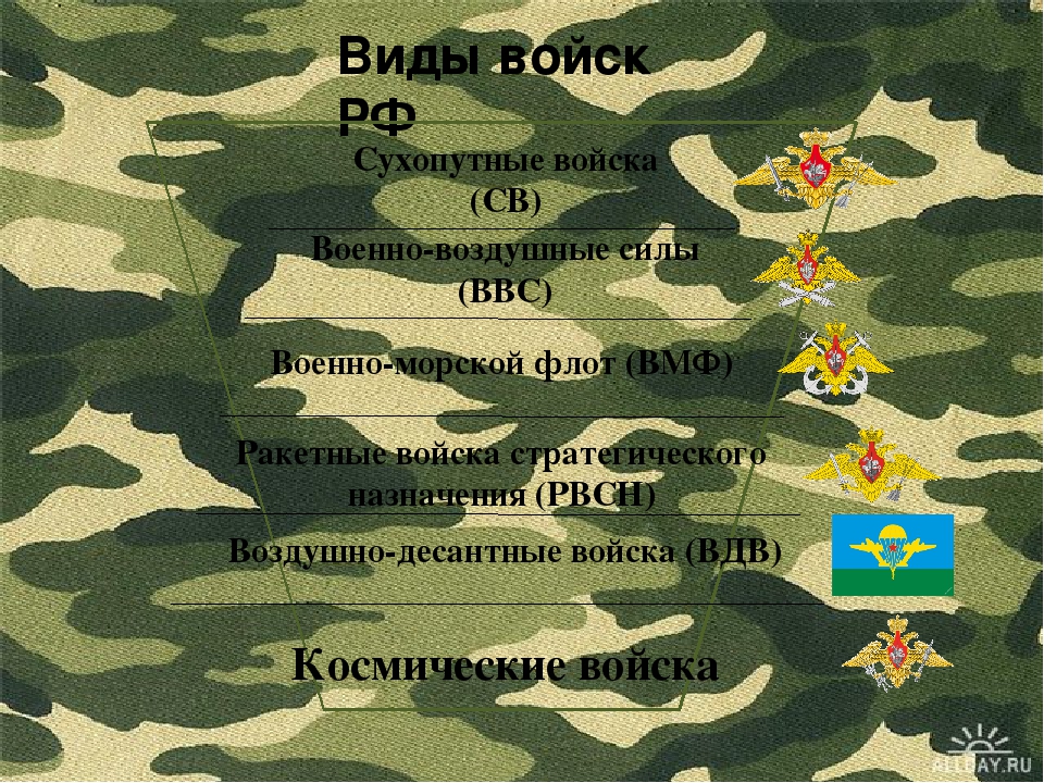 Какие бывают войска. Виды войск. Виды войск РФ. Виды военных войск. Виды войск в Российской армии.