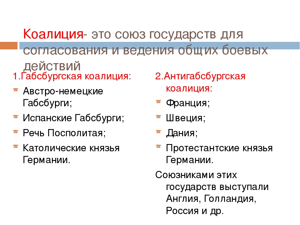 Коалиция это в истории. Коалиция это в истории кратко. Антигабсбургская коалиция в тридцатилетней войне. Коалиция это кратко.