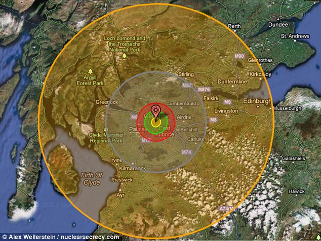 A Tsar Bomba dropped in Glasgow would cause devastation from coast to coast in Scotland