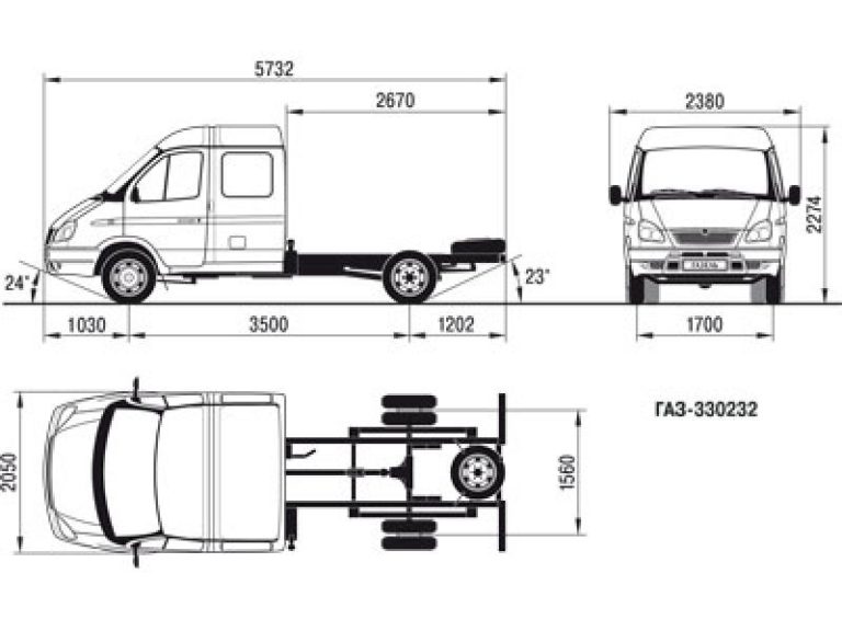Внутренние размеры кузова газели