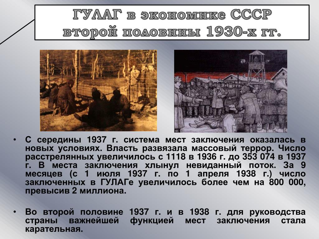 История гулага. Массовый террор 1930-х гг. Система ГУЛАГ. Большой террор в СССР В 1930-Е годы.