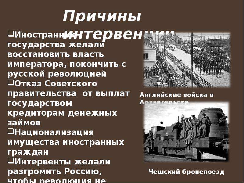 Причины интервенции 1918