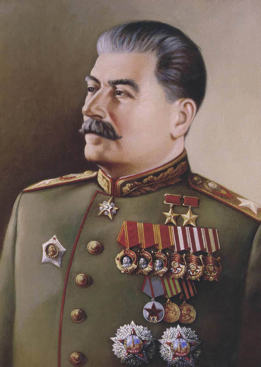 ​Портрет Сталина со всеми регалиями – как можно видеть, даже здесь мундир изображён с маршальскими погонами - Первый и последний генералиссимус Советского Союза 