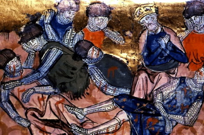 ​Карл Великий оплакивает погибшего Роланда (средневековая миниатюра) - Карл Великий и рыцарь Роланд 