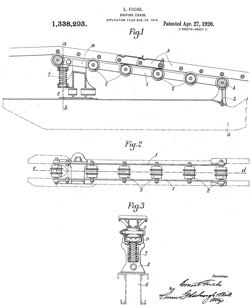 ​Запатентованная Эрнестом Фуксом подвеска поддерживающих катков, применённая на лёгком танке Renault - Первый танк классической компоновки 