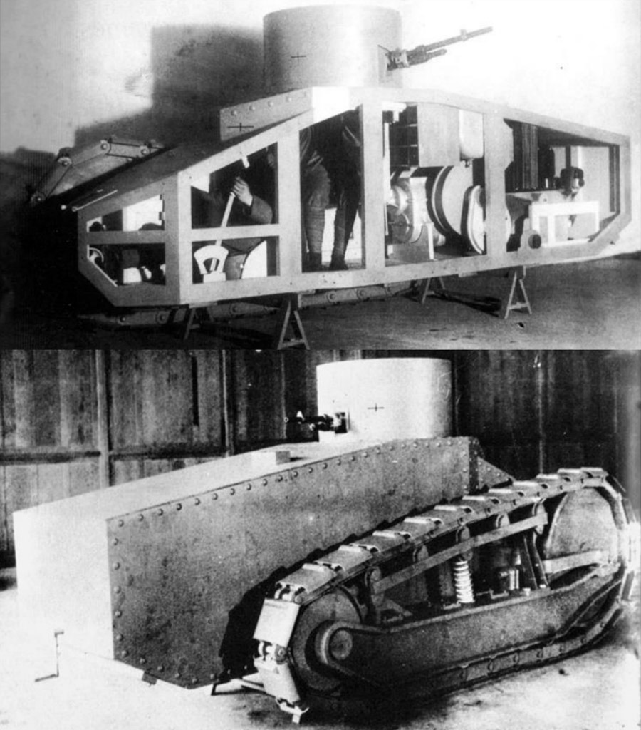 ​Полноразмерный макет tank patrouilleur, октябрь 1916 года - Первый танк классической компоновки 
