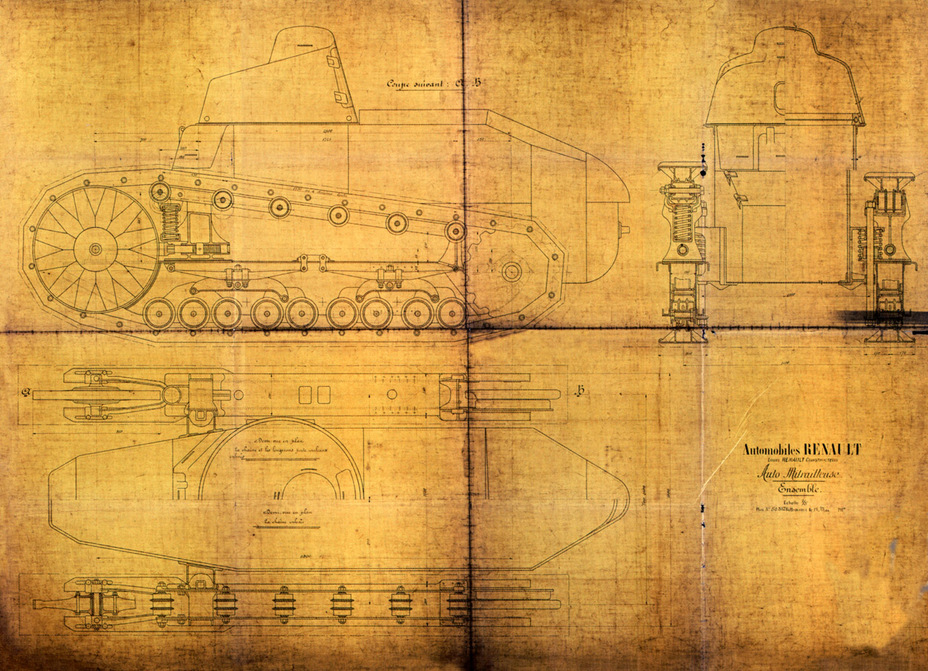 ​Общие виды Renault FT первой производственной серии. 15 мая 1917 года - Первый танк классической компоновки 