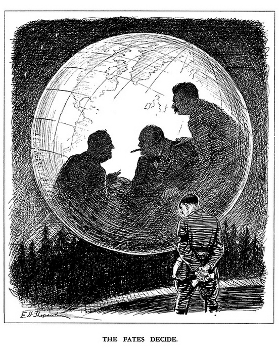 ​«Решение судьбы» (19 мая 1943 года). В магическом шаре Гитлер в своей резиденции «Орлиное гнездо» в Берхтесгадене видит, как Рузвельт, Черчилль и Сталин решают будущее Европы - Весёлые картинки Warspot: английский юмор и Вторая мировая 