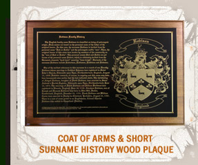 Coat of Arms & Short Surname History Wood Plaque
