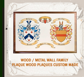 Coat of Arms Wood Plaque Engraved on Gold Background