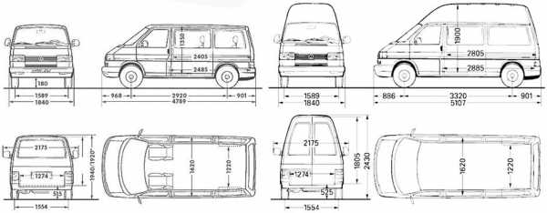 Фольксваген транспортер размеры кузова