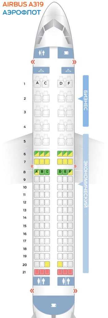 Расположение кресел аэробус а319