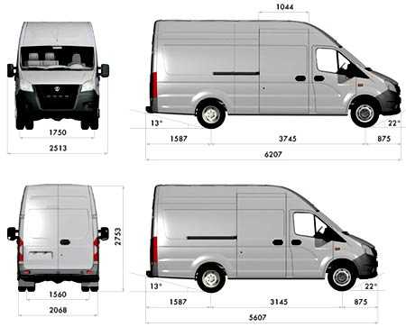 Газель цельнометаллический фургон размеры