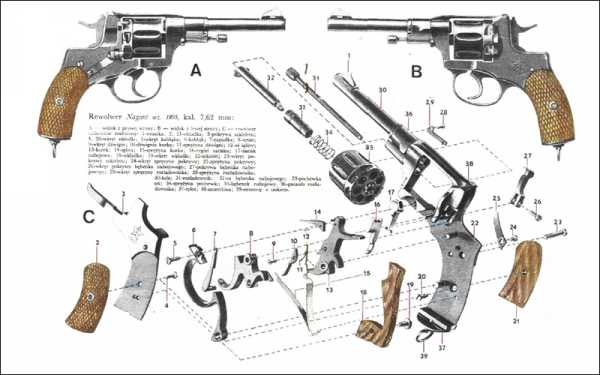 Чертеж револьвера с размерами
